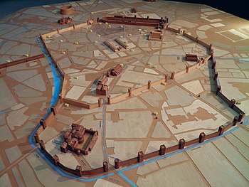 Modello in legno conservato presso il Civico museo archeologico di Milano che mostra una ricostruzione della Mediolanum imperiale