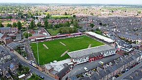 Aerial view of Bootham Crescent football stadium