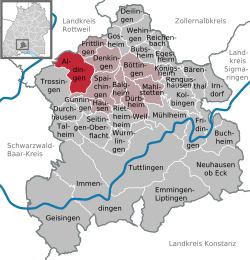 Elhelyezkedése Baden-Württemberg térképén