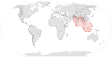 Mapa zobrazující rozsah A. dorsata