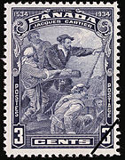 Канада (1934): почтовая марка в 3 цента, портрет Жака Картье