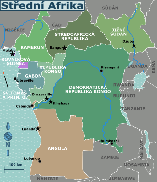 Mapa střední Afriky