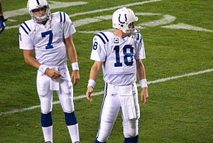 Curtis Painter and Peyton Manning, quarterback...