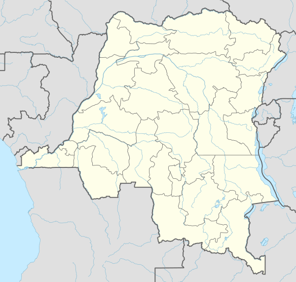 Map of the Democratic Republic of the Congo with the teams of the 2014–15 Linafoot