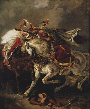 «Бой Гяура с Пашой» кисти художника Эжена Делакруа (1835)