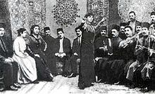 Scene from the Azerbaijani film In the Kingdom of Oil and Millions, 1916 Film of Azerbaijan 1916.jpg
