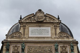 Baroque Revival pediment of the Fontaine Saint-Michel, Paris, by Gabriel Davioud, 1858[29]