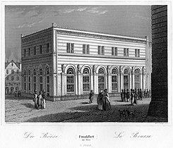 La Bourse de Francfort (de) (1845), lithographie éditée par Wilhelm Lang.