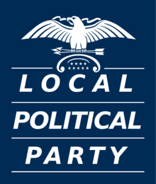 A generic logo for a local political party, with the words "Local Political Party" in large text, each word with its own line.