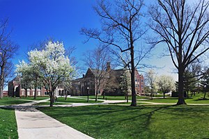 Grove City College campus during the springtime.