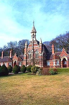 Hemsworth, Archbishop Holgate Almshouses, with the Chapel of The Holy Cross. - geograph.org.uk - 227586.jpg