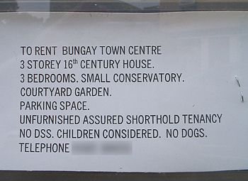No DSS. Advertisement for a house in Bungay, S...
