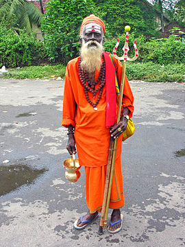 Sadhvi or female Sadhu at the Gangasagar Fair transit camp, Kolkata.