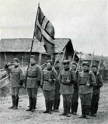 Знамённая группа на церемонии освящения флага. 08.09.1919