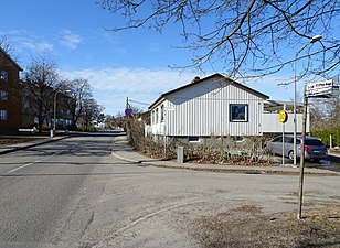 Johan Skyttes väg norrut med småhusbebyggelsen i Långbro.