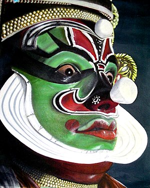 The face of a Kathakali artist Kerala, India