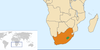 Location map for Lesotho and South Africa.