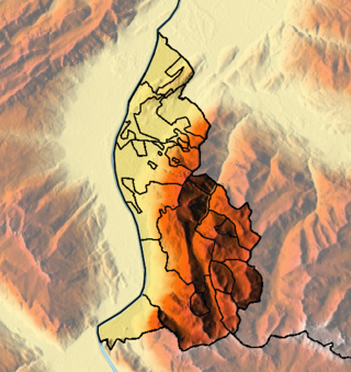 Carte en relief du Liechtenstein.