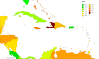 Изменение ожидаемой продолжительности жизни в странах Карибского бассейна с 2019 до 2021[1] 