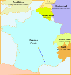 A Saint-Germain-des-Fossés–Nîmes-Courbessac-vasútvonal útvonala