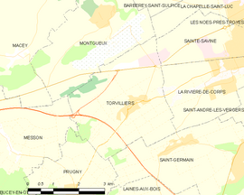 Mapa obce Torvilliers