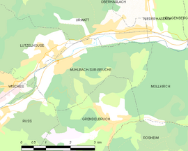 Mapa obce Muhlbach-sur-Bruche