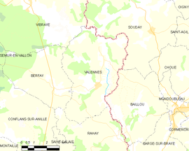 Mapa obce Valennes