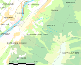 Mapa obce Notre-Dame-des-Millières