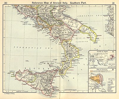 Map of Ancient Italy, Southern Part by William R. Shepherd, 1911. Map of Ancient Italy, Southern Part.jpg