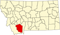 Map of Montana highlighting Madison County