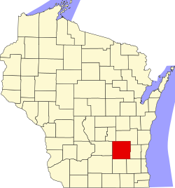 Karte von Dodge County innerhalb von Wisconsin