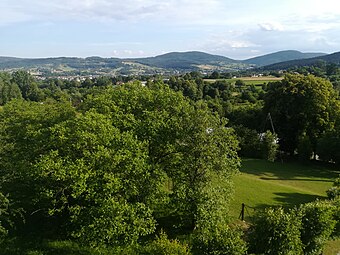 Widok z wieży na Beskid Niski