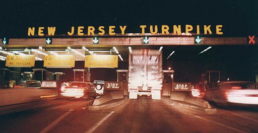 New Jersey Turnpike Exit 11 Tollbooth at night, 1992