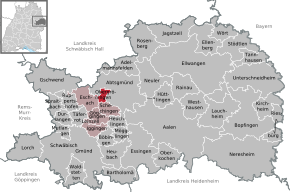Poziția Obergröningen pe harta districtului Ostalbkreis