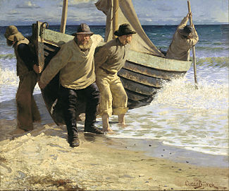 Sjösättning. Skagen (1884), Skagens Museum.