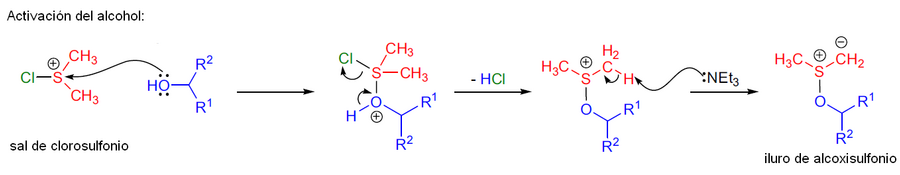 Oxidación de Swern con cloruro de oxalilo paso 2