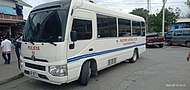 A Toyota Coaster police bus used by the Philippine National Police in Tagaytay, Philippines.