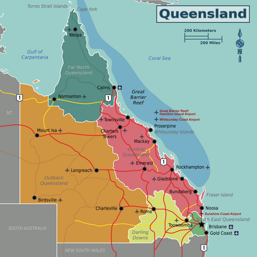 Map of Queensland, Australia