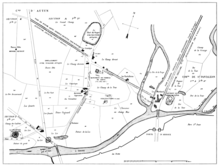 View of a historic map depicting an excavation site.