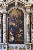 Святые Антоний Падуанский (слева с цветком), Людовик Тулузский (слева впереди), Луция (Люсия) Сиракузская (справа впереди), Евангелист Иоанн (справа вверху) и неизвестный святой (слева вверху). Картина из венецианской церкви Сан-Лио (англ.).
