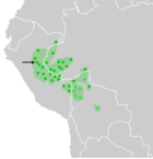 Ubicación de los hablantes de shipibo (punto indicado por la flecha)