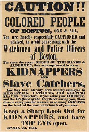 An April 24, 1851 poster warning colored peopl...