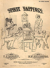 By 1853, when the popular song Spirit Rappings was published, Spiritualism was an object of intense curiosity. Spirit rappings coverpage to sheet music 1853.jpg