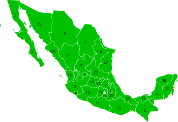 Mapa dels Estats de Mexic