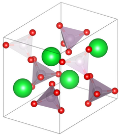 Elementarzelle der α-Modifikation von Strontiumhydrogenphosphat.