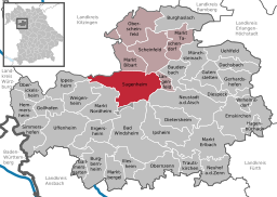 Läget för Sugenheim i Landkreis Neustadt an der Aisch-Bad Windsheim