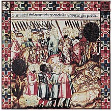 Slavic and African slaves in Cordoba, illustration from Cantigas de Santa Maria, 13th Century Targ niewolnikow w Kordowie.jpg