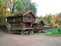 Historické budovy z Hovinu a Gransheradu v Telemarku