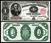 Obverse and reverse of an 1891 one-dollar Treasury Note