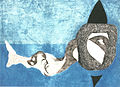 מפלצת בחלל הכחול, 1939, פסטל, עיפרון, צבע מים, נייר, יאנוס פאנוניוס מוזאום, פנקס, הונגריה